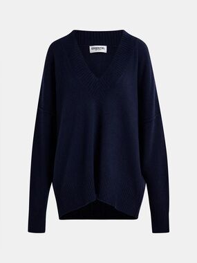 $300 ESSENTIEL ANTWERP Navy blue oversized V-neck knit sweater Large Sold Out!!
